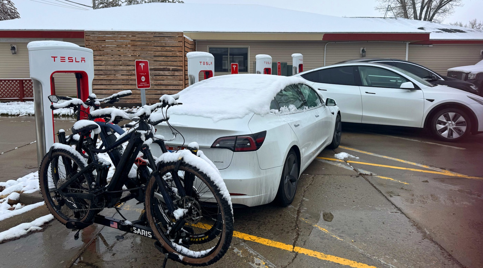 Kelionė tarp šalių senu Tesla modeliu 3